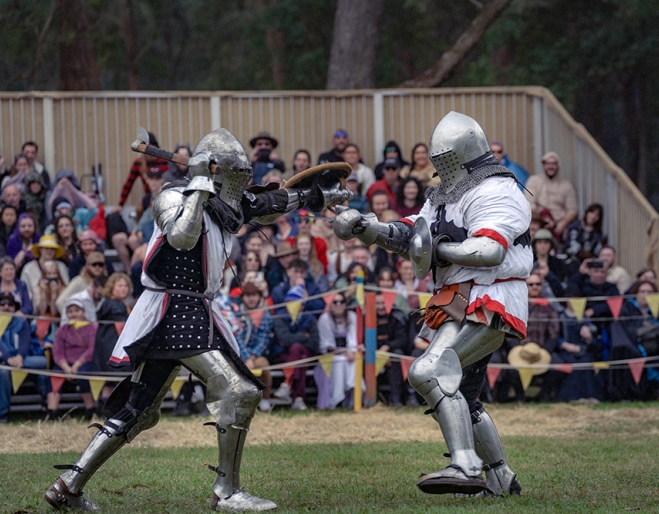 Knights jousting at Abbey Medieval Festival