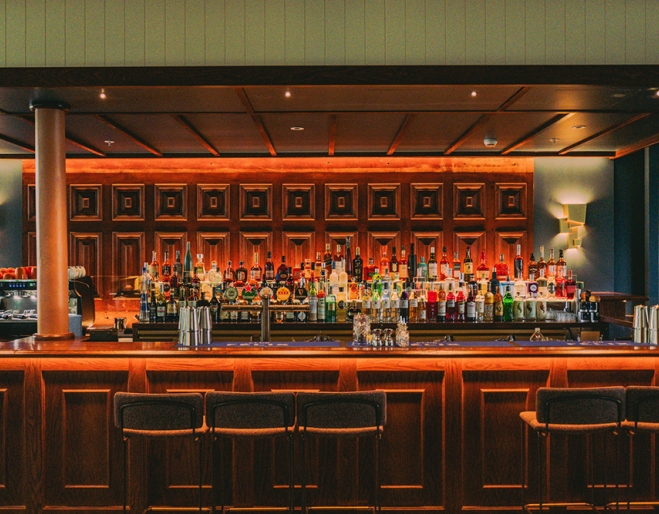 Alcohol bottles on bar at Club Felix Brisbane CBD