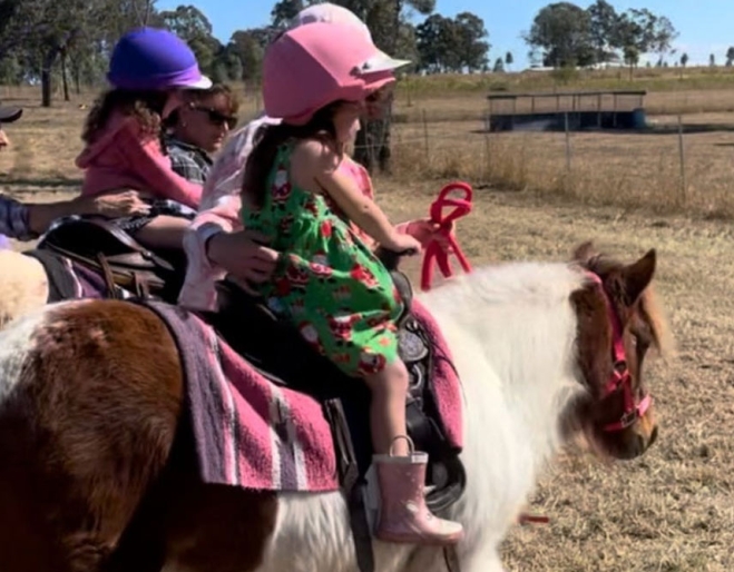 Kids horseriding at Moggill  Sunday Farm Day 