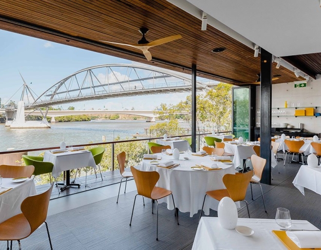 OTTO Ristorante  Dining tables with view on Brisbane River OTTO Ristorante