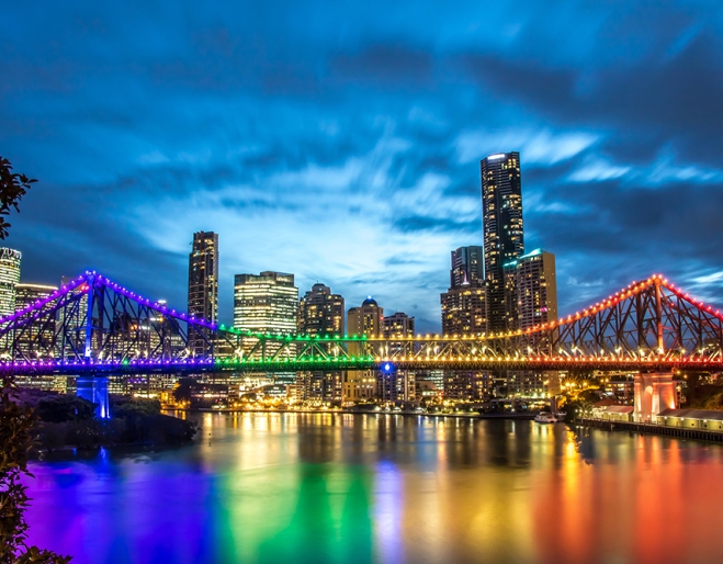Lit up Story Bridge