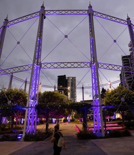 Historic gas ring lit up, Newstead