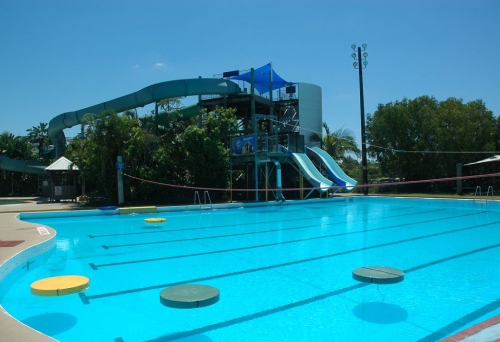 Lap pool and aquativity slides inside Chermside Pool 