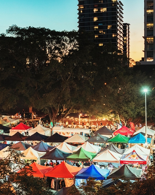 Aerial view of Milton Xmas Markets