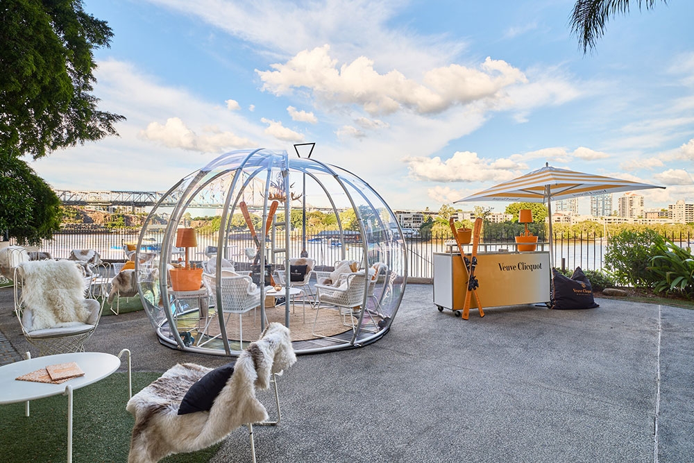 Veuve Clicquot Chalet Customs House Veuve pop up bar & igloo