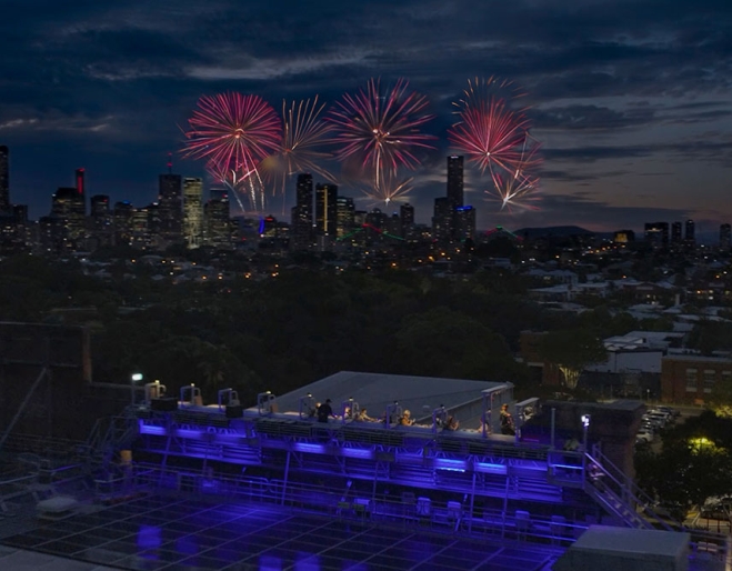 Fireworks view from Brisbane Powerhouse Vertigo