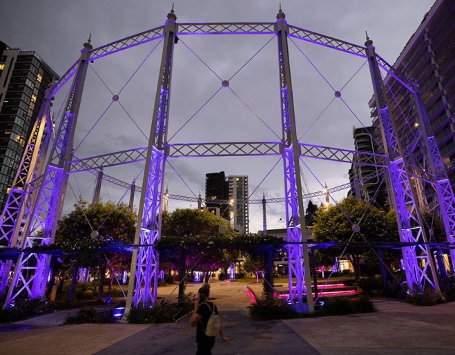 Historic gas ring, Newstead Historic gas ring lit up, Newstead