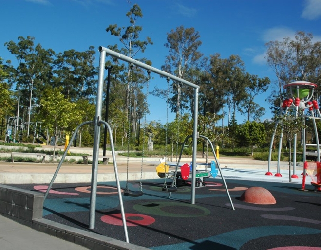 Playground equipment in Robelle Domain Park 