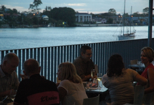 Bar Alto New Farm Diner sitting on Bar Alto's balcony looking over Brisbane River