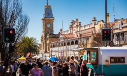 People on street Jumpers and Jazz Warwick